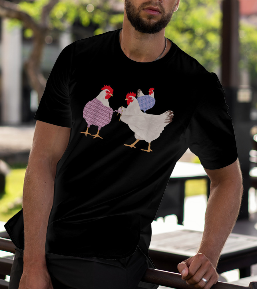 Chicken Knitting Sweaters Trio Whimsical Knitwear Comedy T-Shirt