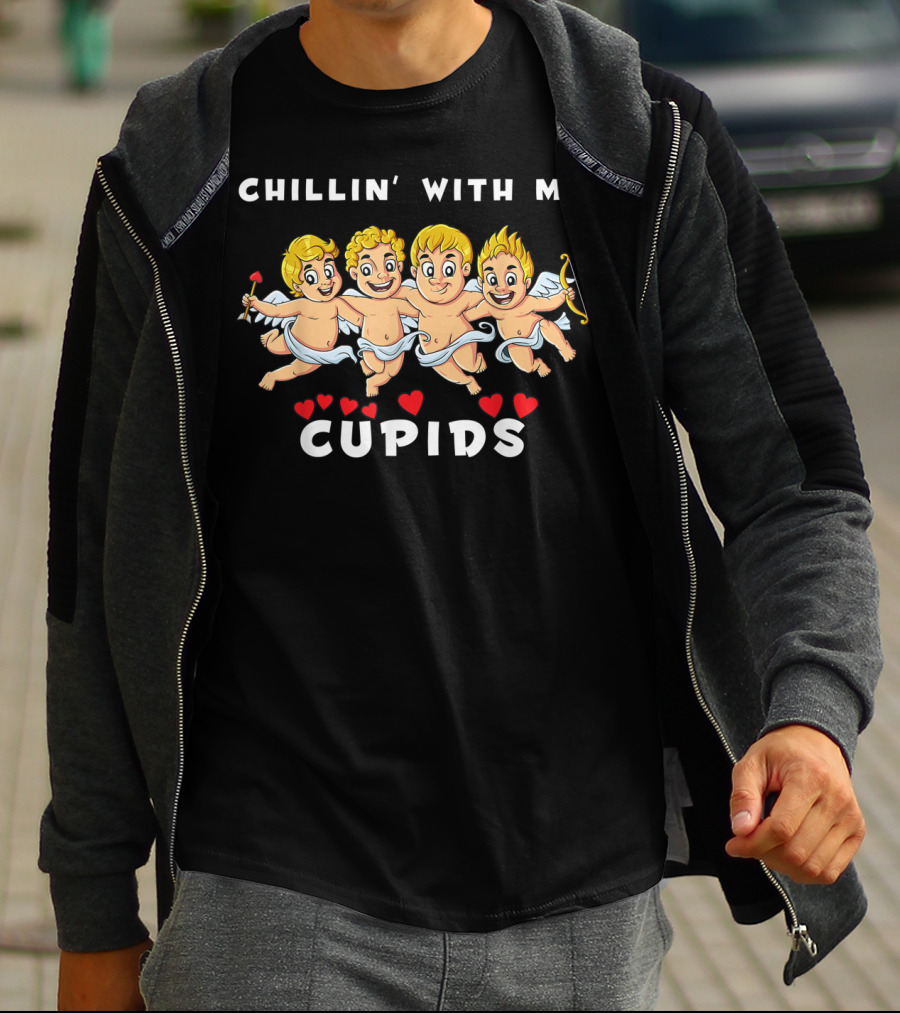 Chillin With My Cupids Valentine's Day Cherubs And Hearts T-Shirt