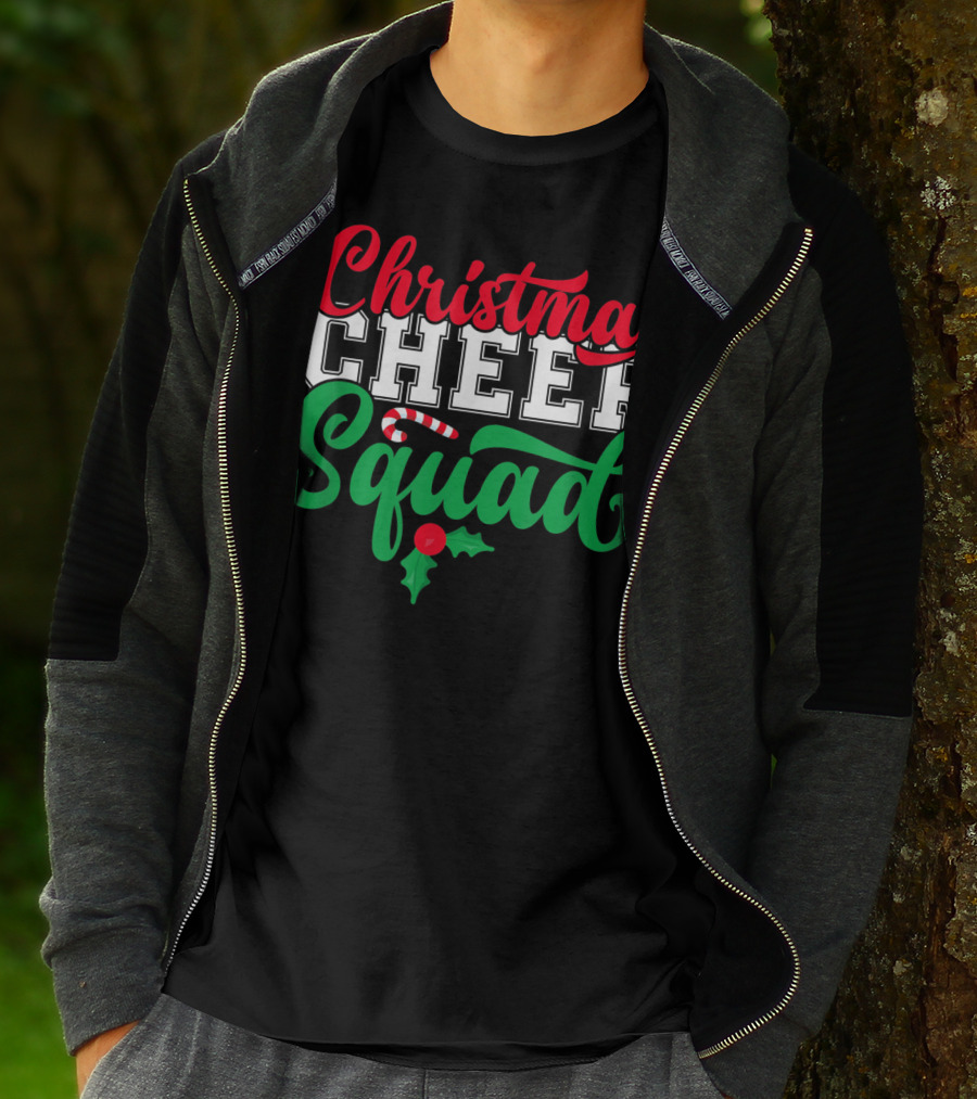 Christmas Cheer Squad Candy Cane Holly Holidays T-Shirt