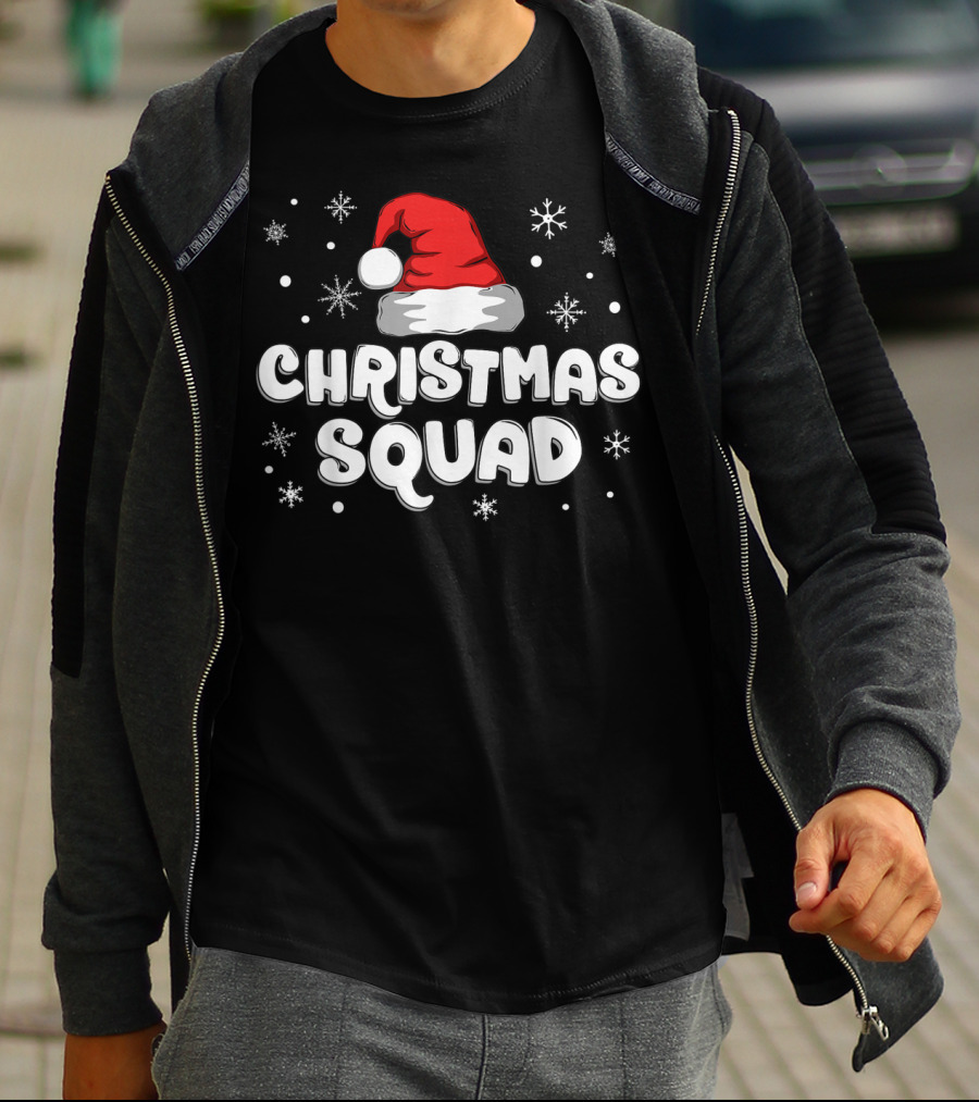 Christmas Squad Santa Hat Snowflakes T-Shirt