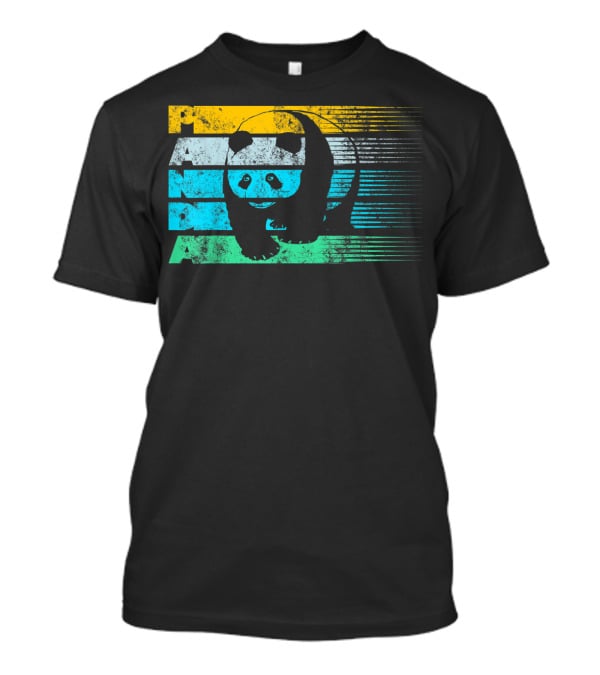 Panda Retro Vintage Stripes Cool Panda Bear T-Shirt