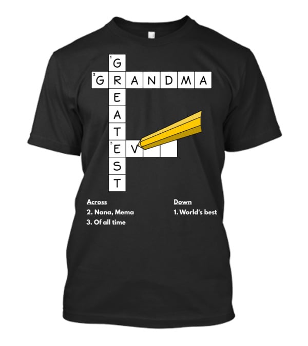 World's Best Crossword Puzzle Greatest Grandma Nana Mema Of All Time T-Shirt