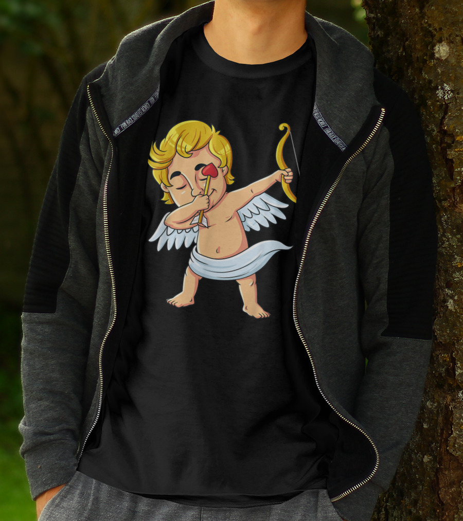 Cupid Dabbing With Heart Arrow Valentine's Day T-Shirt