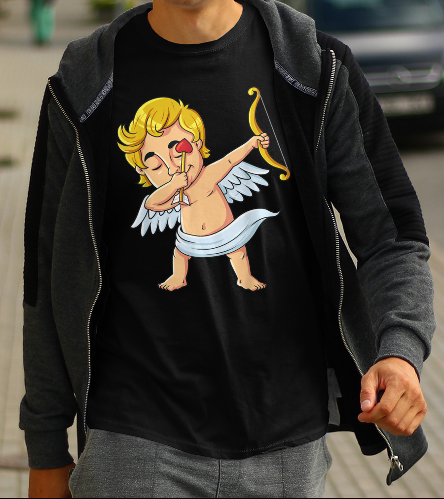 Cupid Dabbing With Heart Arrow Valentine's Day T-Shirt