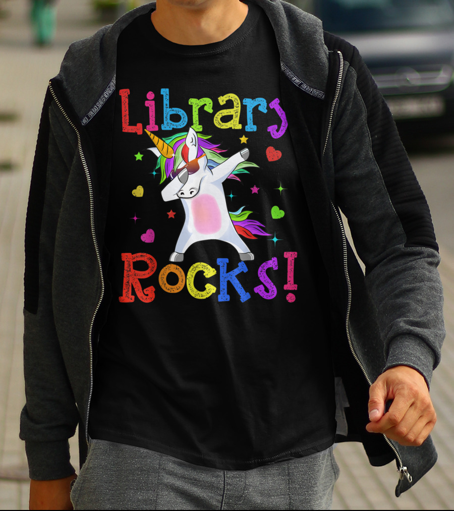 Library Rocks Dabbing Unicorn 1st Day T-Shirt