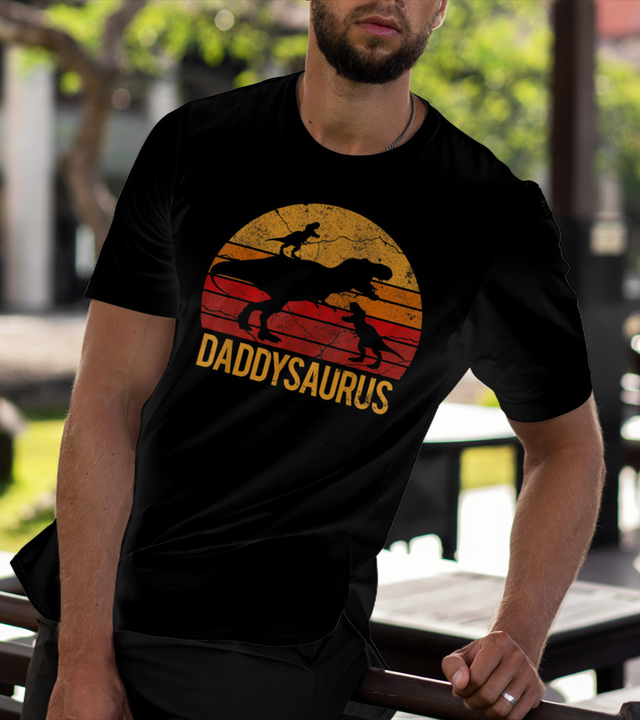 Daddysaurus Dinosaur Daddy Two 2 T-Shirt