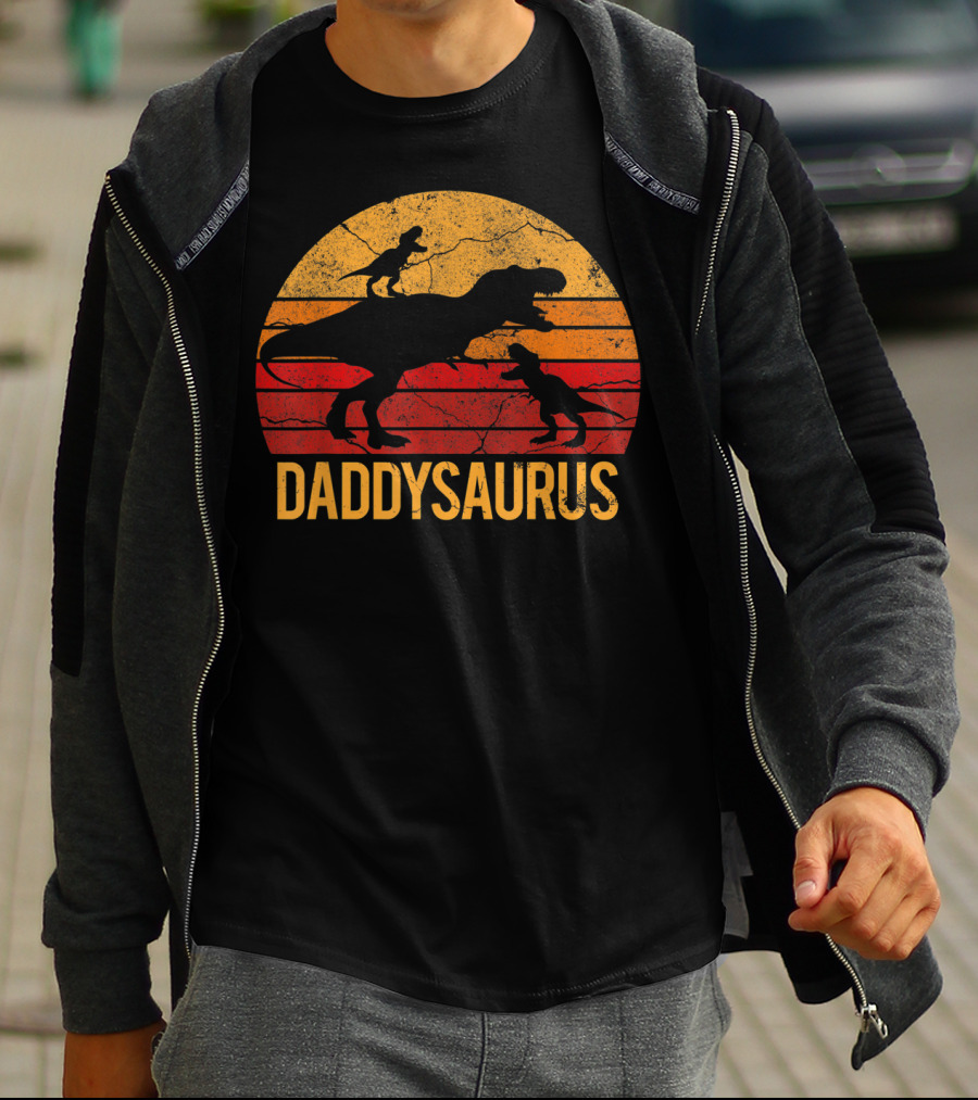 Daddysaurus Dinosaur Daddy Two 2 T-Shirt