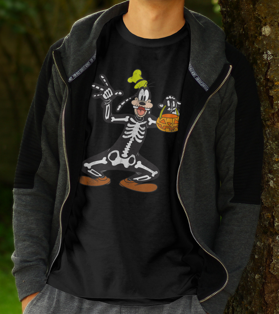 Disney Goofy Halloween Skeleton Jack-O'-Lantern T-Shirt