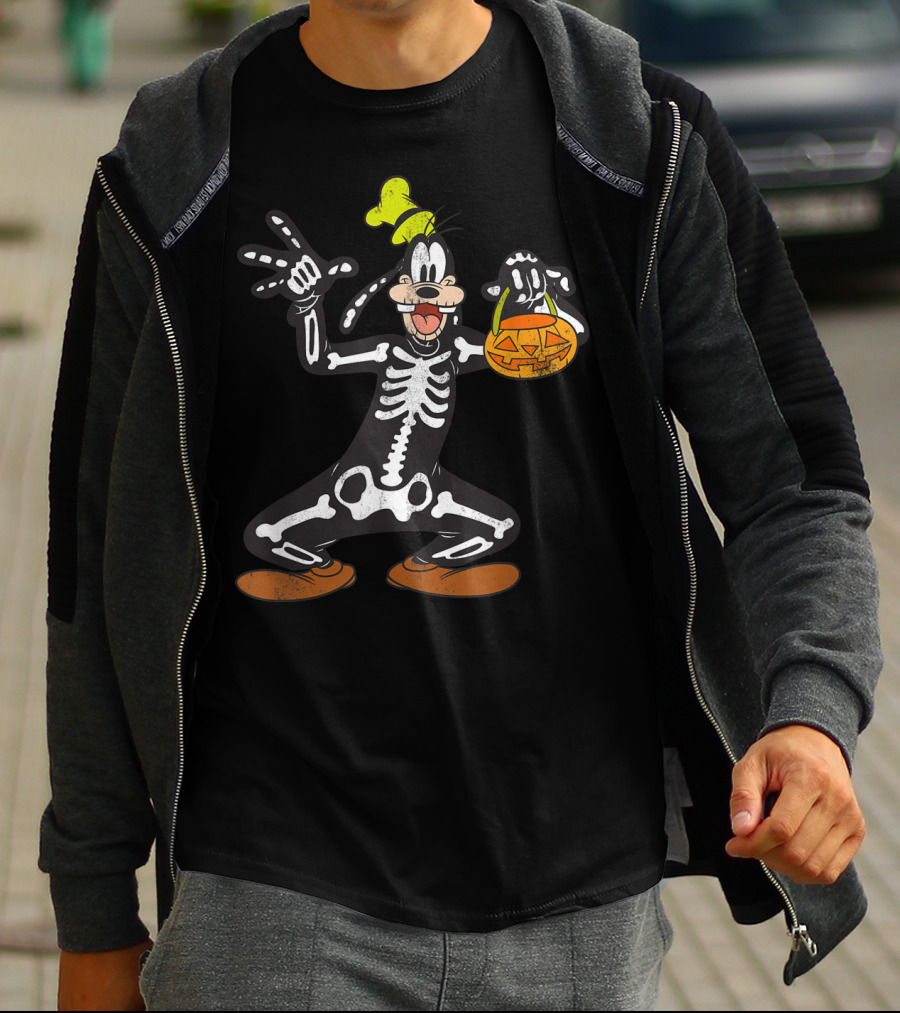Disney Goofy Halloween Skeleton Jack-O'-Lantern T-Shirt