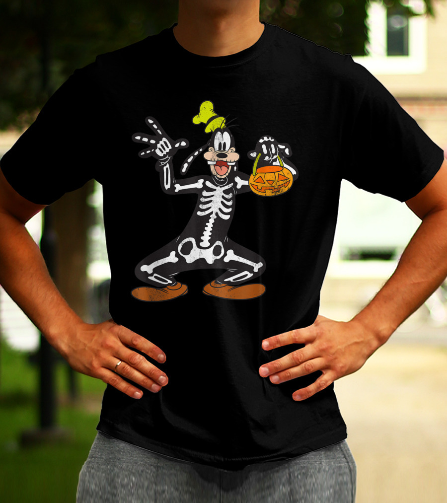 Disney Goofy Halloween Skeleton Jack-O'-Lantern T-Shirt