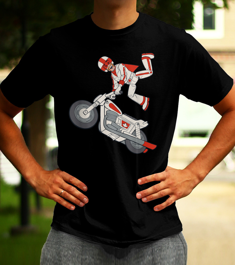 Disney Pixar Toy Story 4 Duke Caboom Canadian Motorcycle Stunt Rider T-Shirt