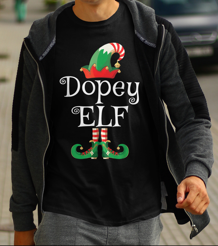 Dopey Elf Christmas Hat And Shoes T-Shirt