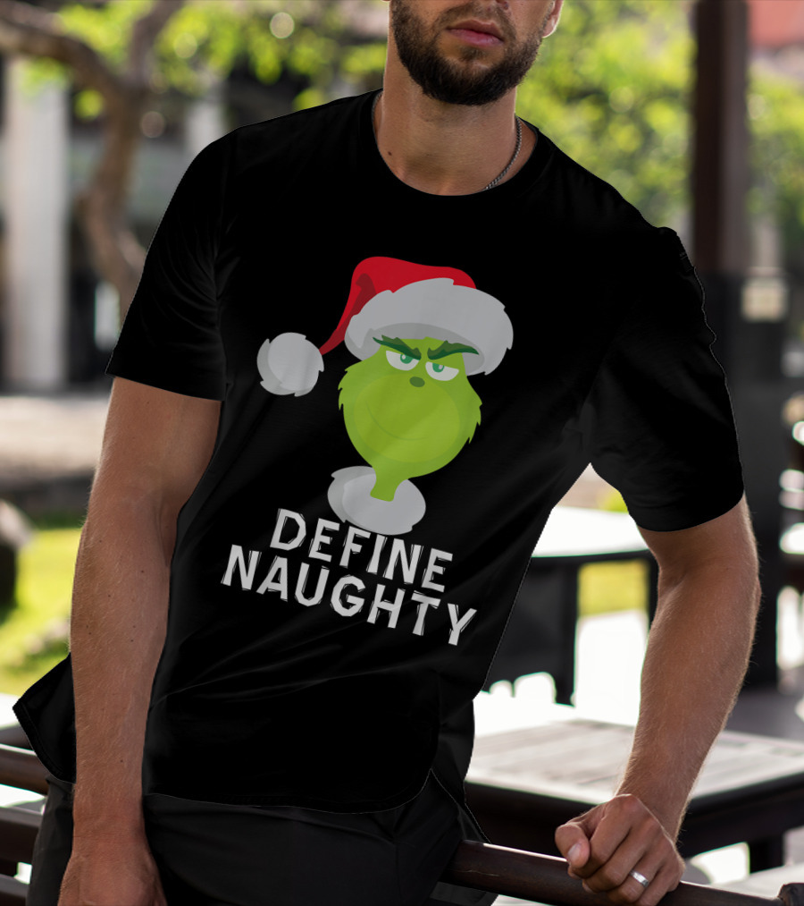 DrSeuss TheGrinch Define Naughty Santa Hat Christmas T-Shirt