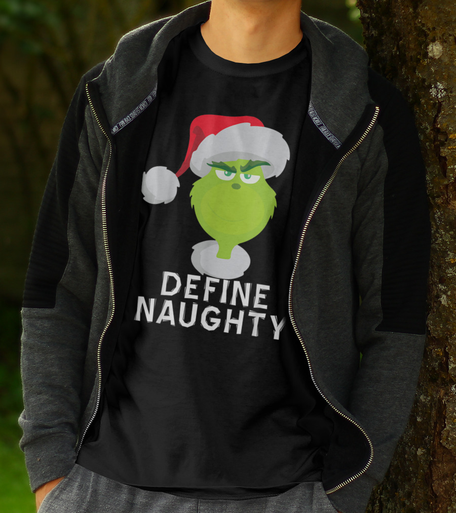 DrSeuss TheGrinch Define Naughty Santa Hat Christmas T-Shirt