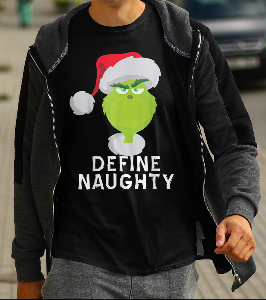 DrSeuss TheGrinch Define Naughty Santa Hat Christmas T-Shirt