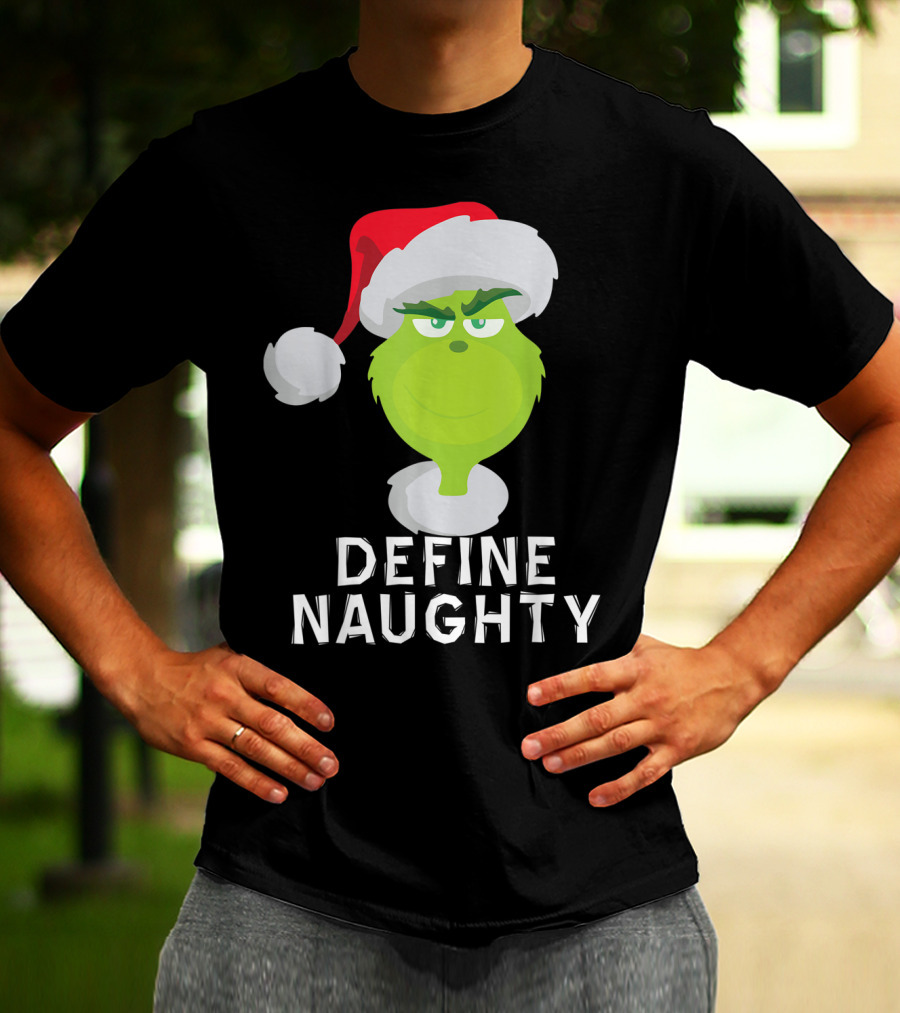 DrSeuss TheGrinch Define Naughty Santa Hat Christmas T-Shirt