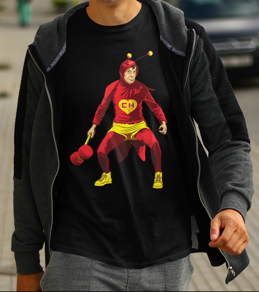 El Chapulin Colorado Costume With Mallet And Antennae T-Shirt