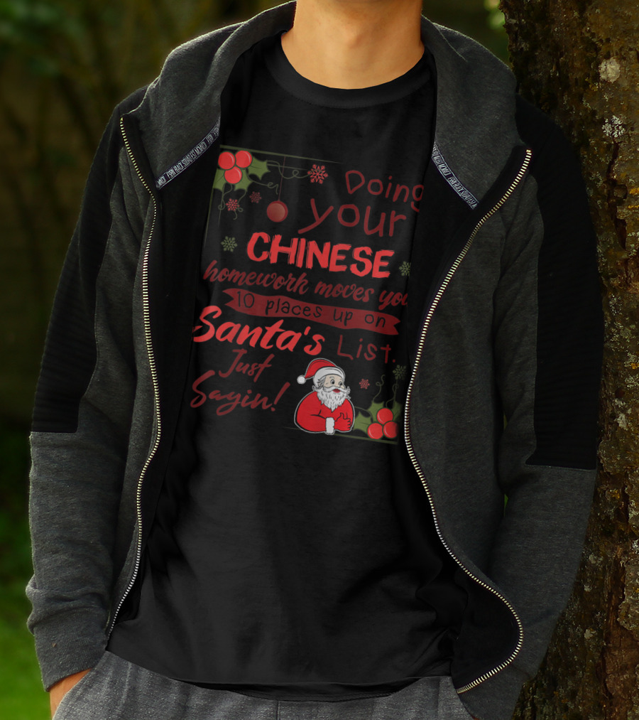 Doing Your Chinese Homework Moves You 10 Places Up On Santa's List Just Sayin T-Shirt