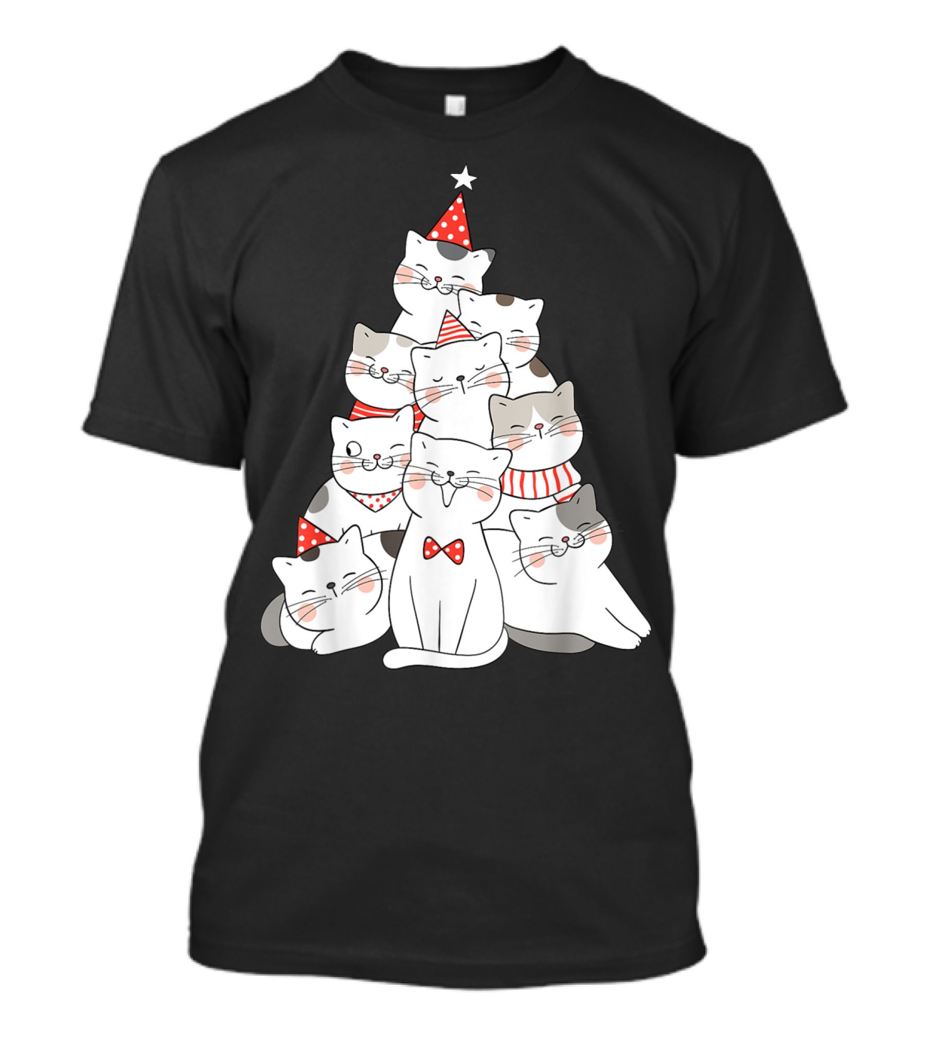 Funny Christmas Cats Xmas Tree New Year Party T-Shirt