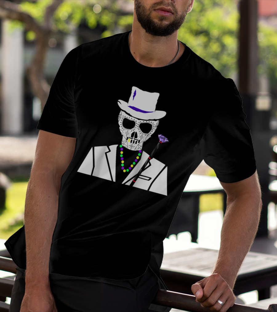 Baron Samedi Voodoo Skeleton With Top Hat And Beads T-Shirt