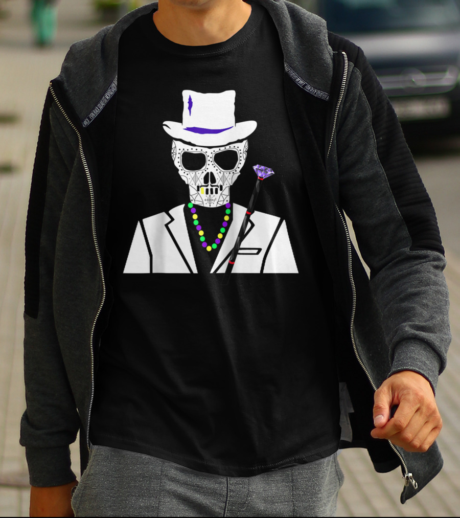 Baron Samedi Voodoo Skeleton With Top Hat And Beads T-Shirt