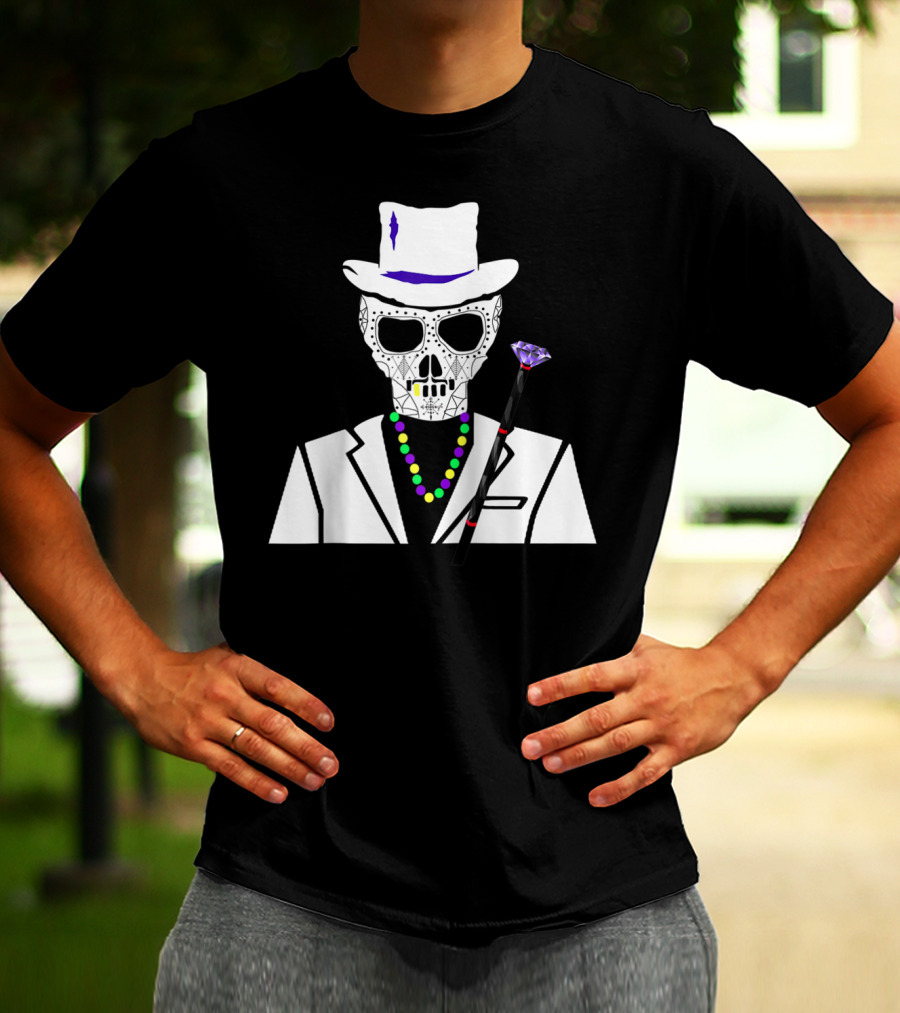 Baron Samedi Voodoo Skeleton With Top Hat And Beads T-Shirt