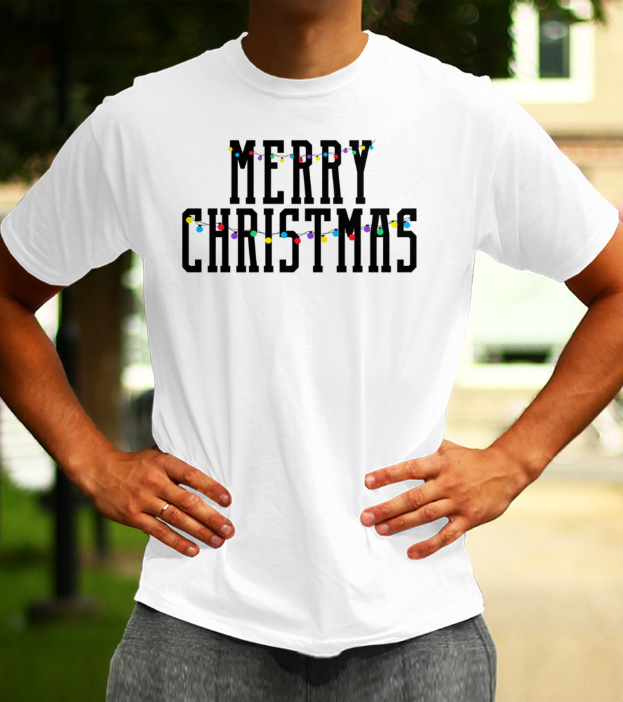 Merry Christmas Lights Festive Holiday Decor T-Shirt