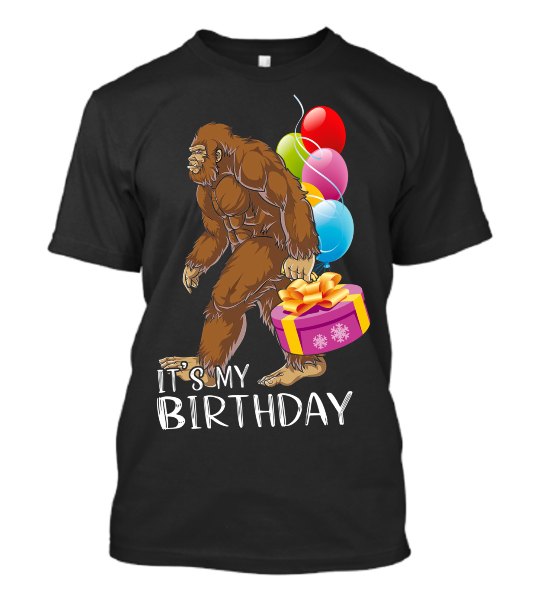 It's My Birthday Bigfoot Balloons And Cake T-Shirt