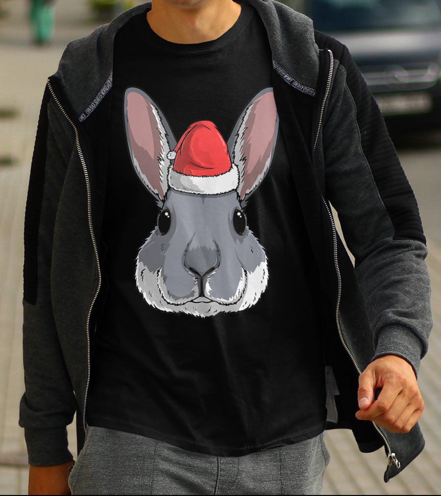Bunny Rabbit Santa Claus Hat Christmas Xmas Festive Holiday Rabbit T-Shirt