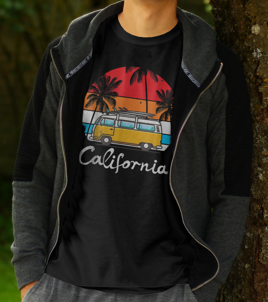 California Surf Van Vintage Sunset Retro T-Shirt