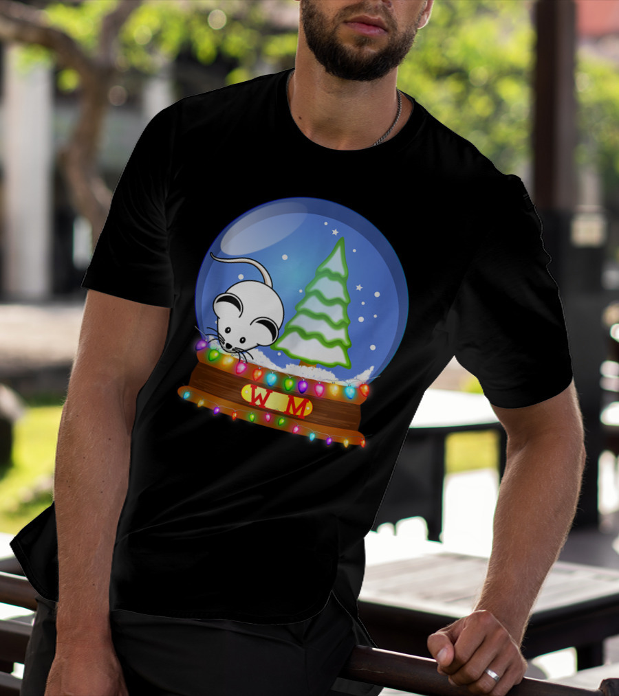 Christmas Snow Globe Santa White Mouse WM Tree T-Shirt