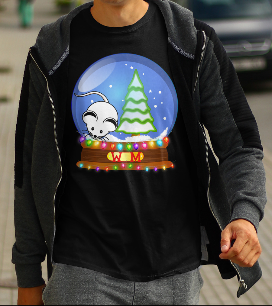 Christmas Snow Globe Santa White Mouse WM Tree T-Shirt