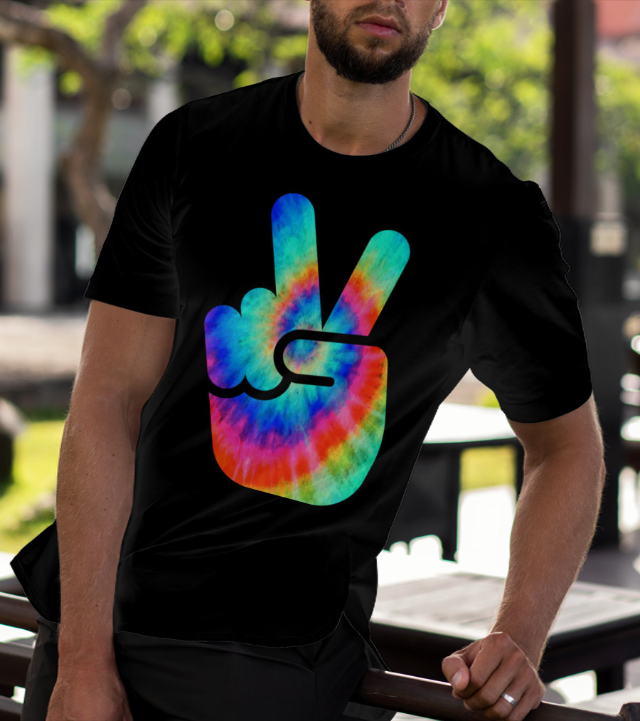Cool Tie Dye Peace Hand T-Shirt