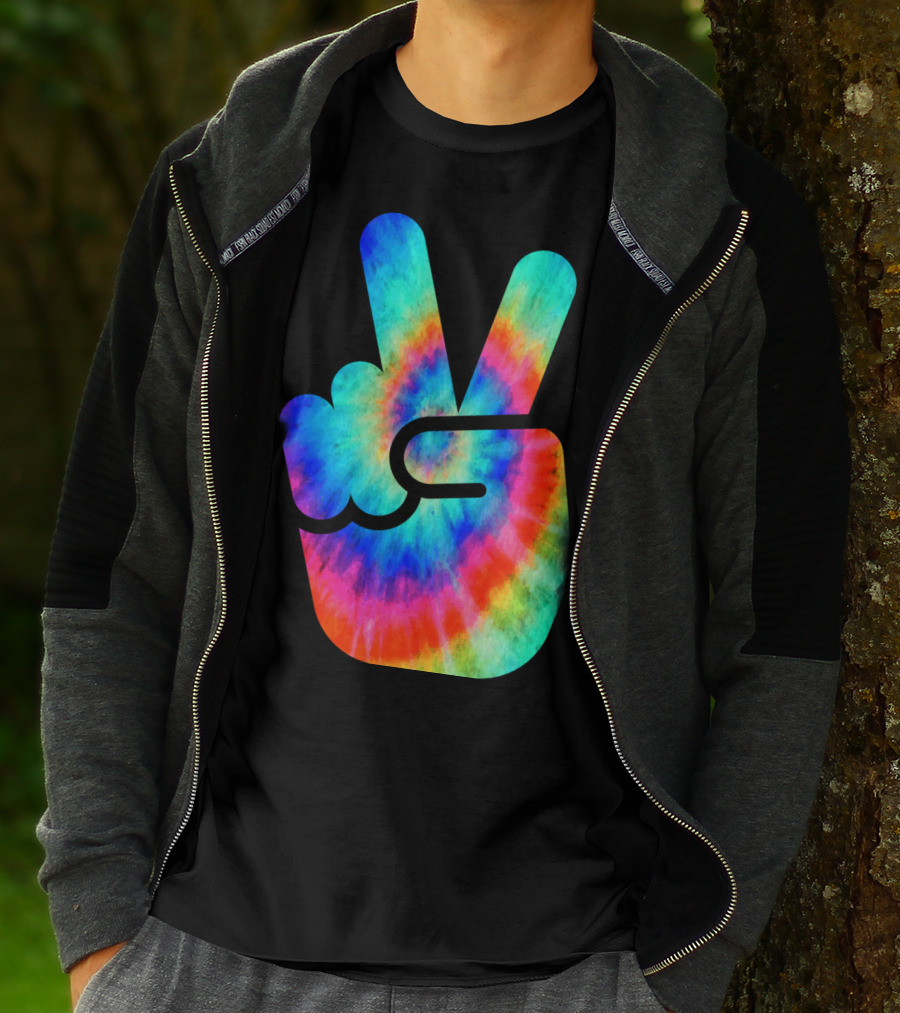 Cool Tie Dye Peace Hand T-Shirt