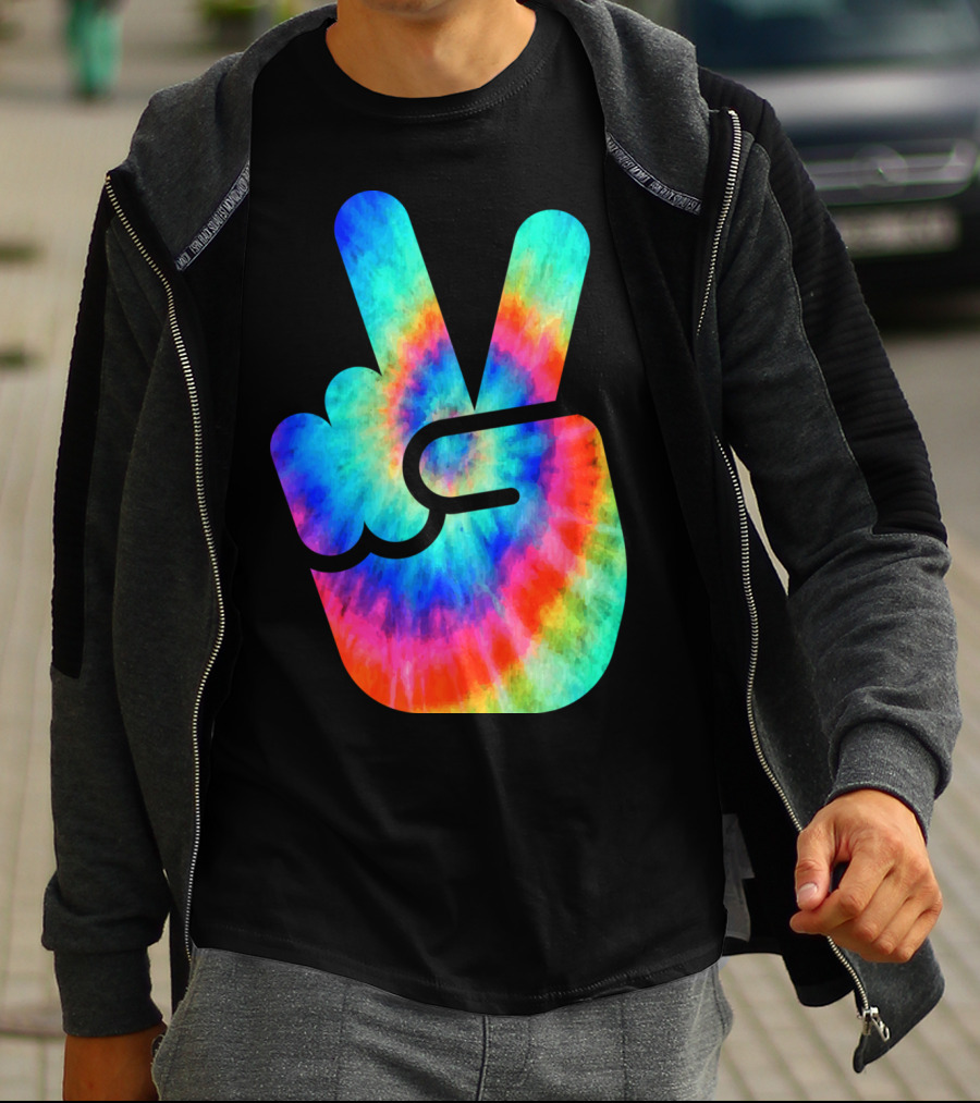 Cool Tie Dye Peace Hand T-Shirt