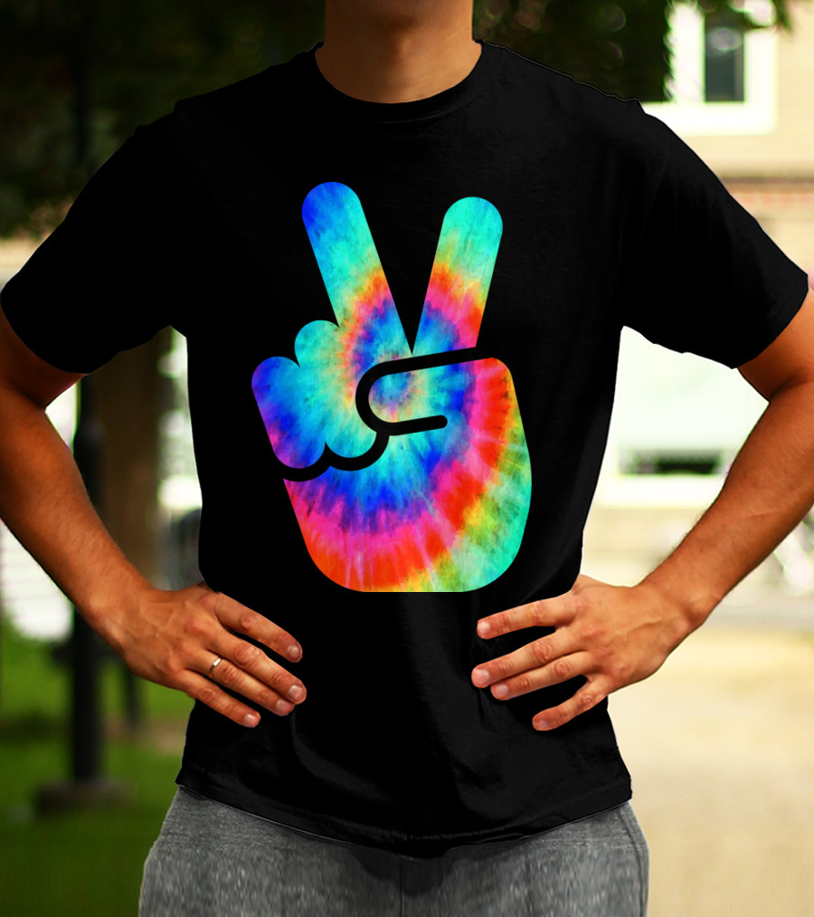 Cool Tie Dye Peace Hand T-Shirt