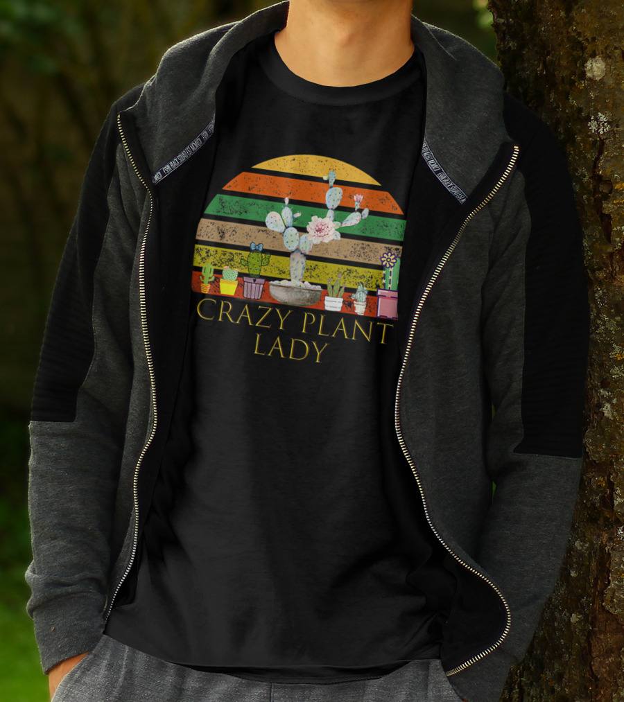 Crazy Plant Lady Funny Florist With Colorful Cactus And Succulents T-Shirt