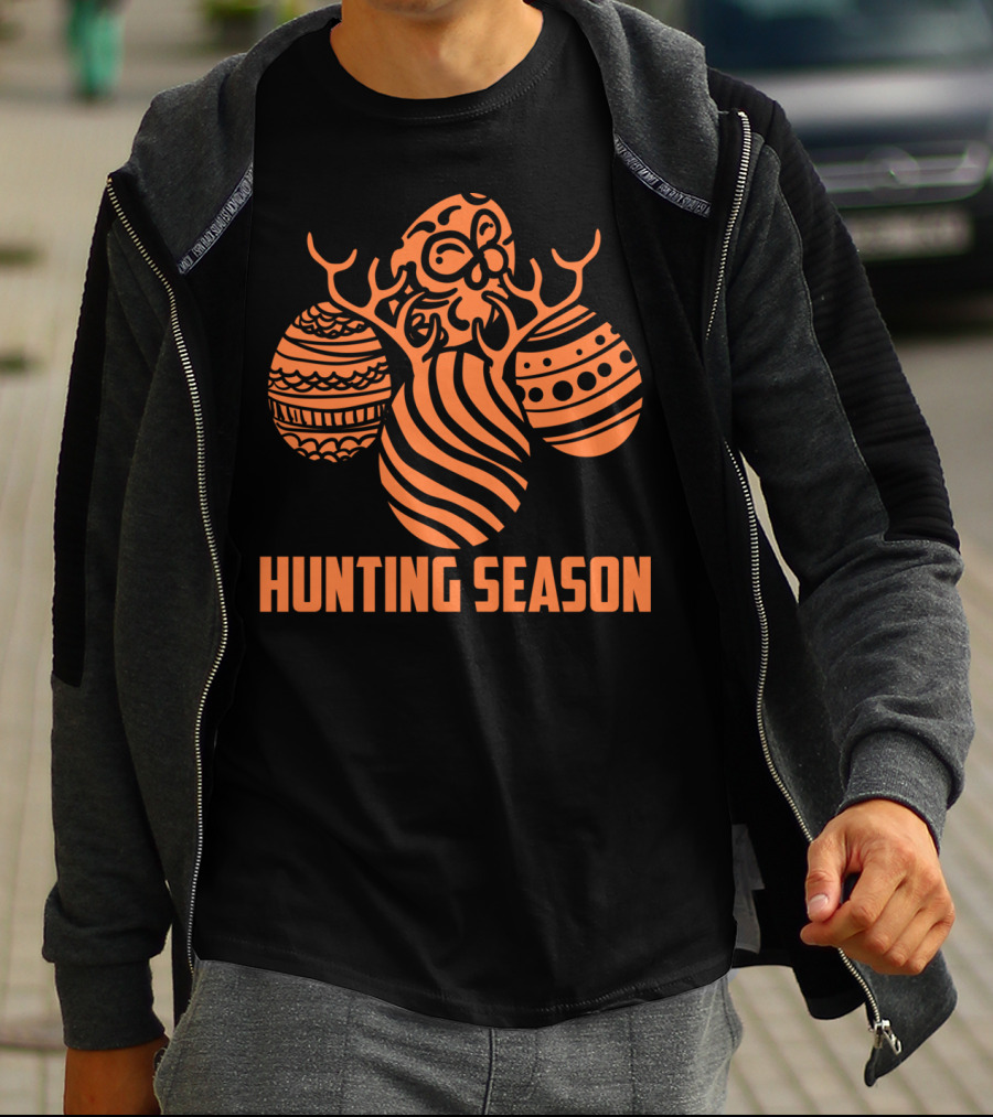Hunting Season Funny Easter Egg Antlers T-Shirt