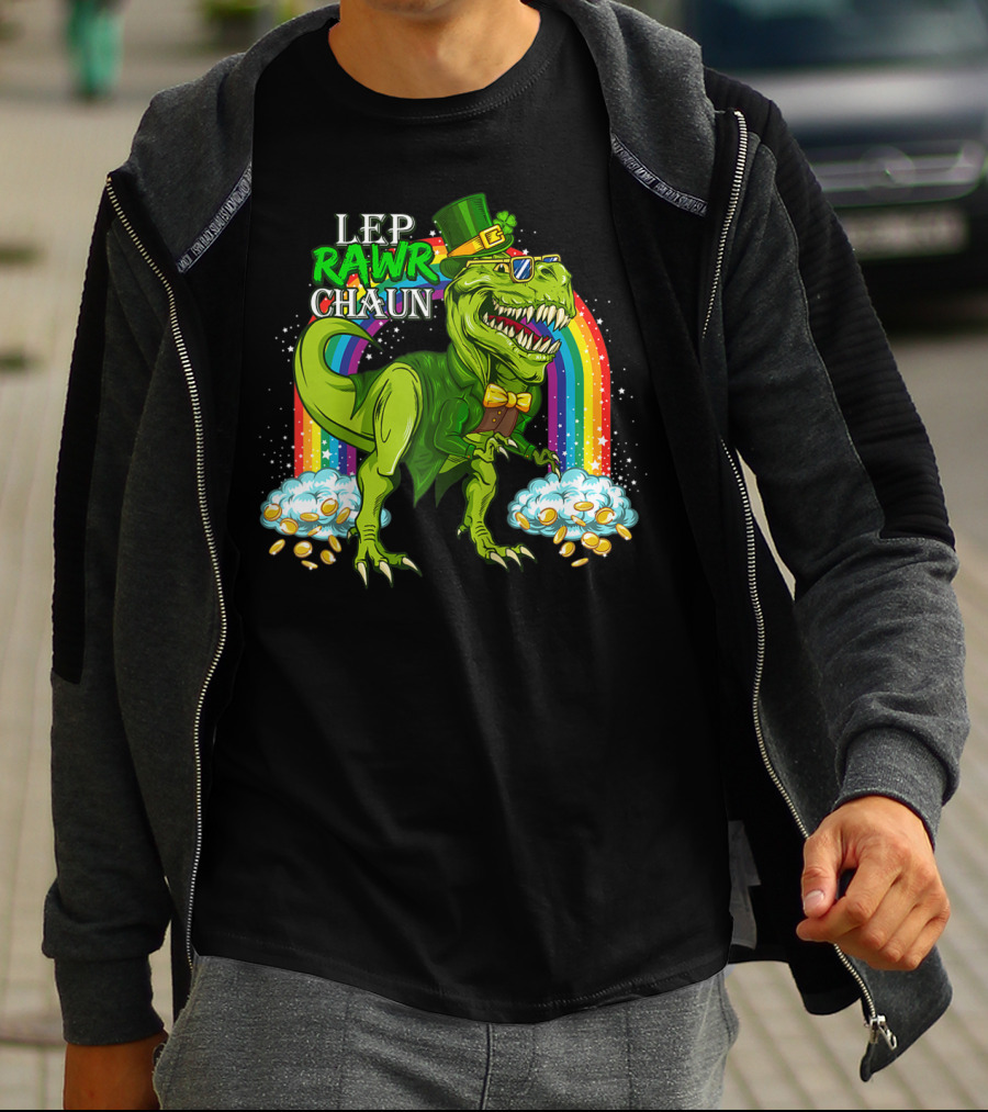 LEP RAWR CHAUN T-Rex Rainbow Coins T-Shirt
