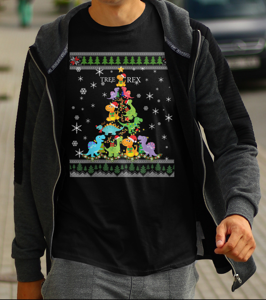 Funny T-Rex Tree Rex Dinosaur Ugly Christmas T-Shirt