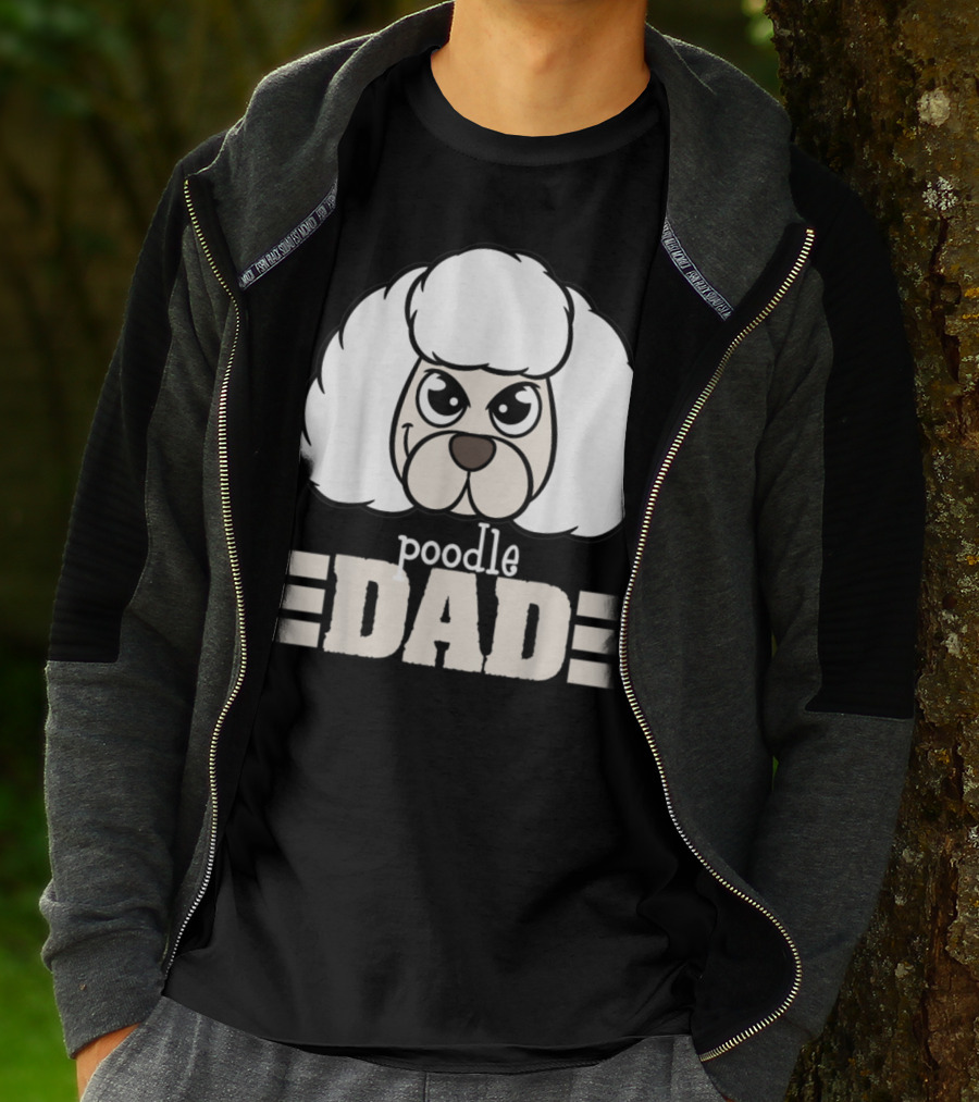 Poodle Dad Face Graphic With Text T-Shirt