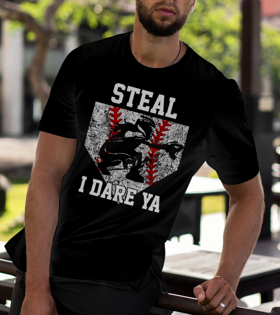 Steal I Dare Ya Girls Softball Catcher T-Shirt