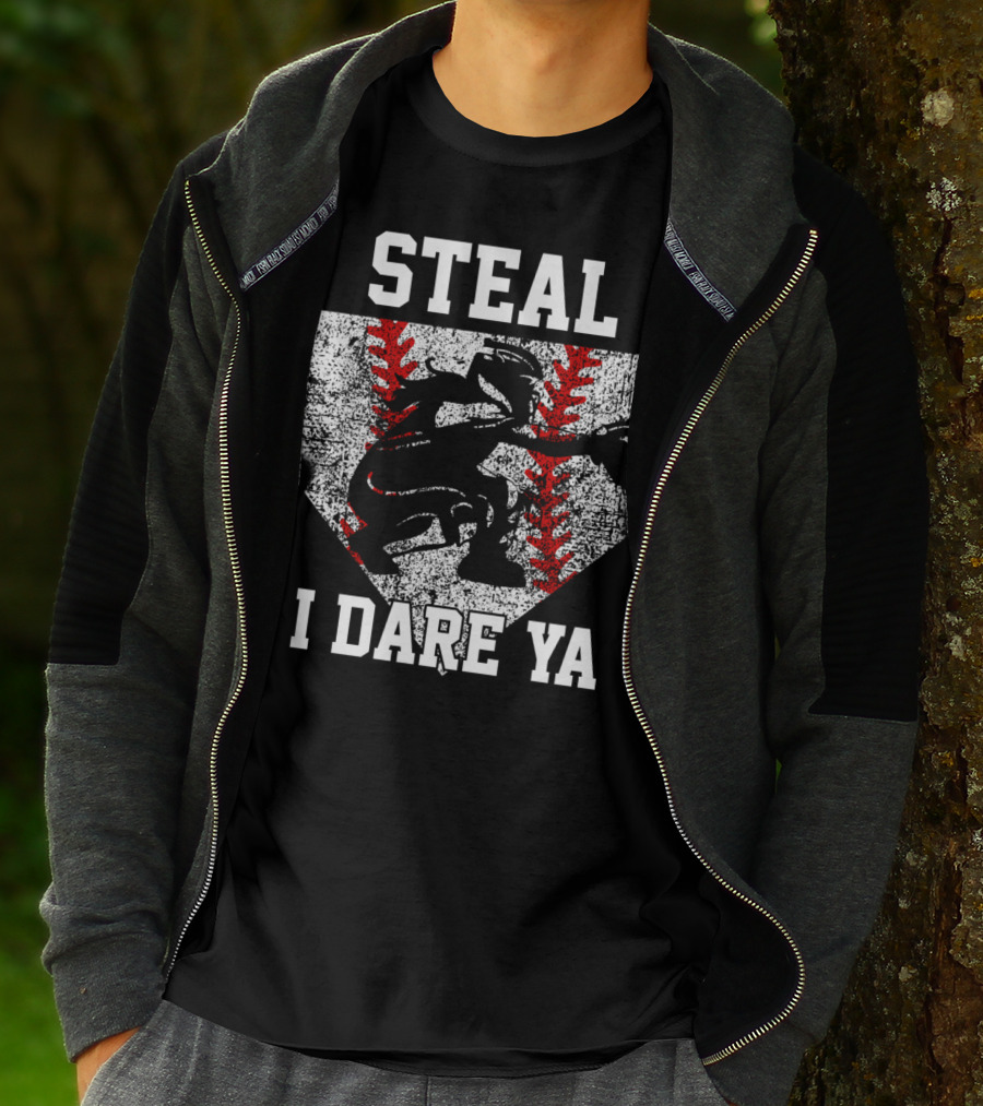 Steal I Dare Ya Girls Softball Catcher T-Shirt