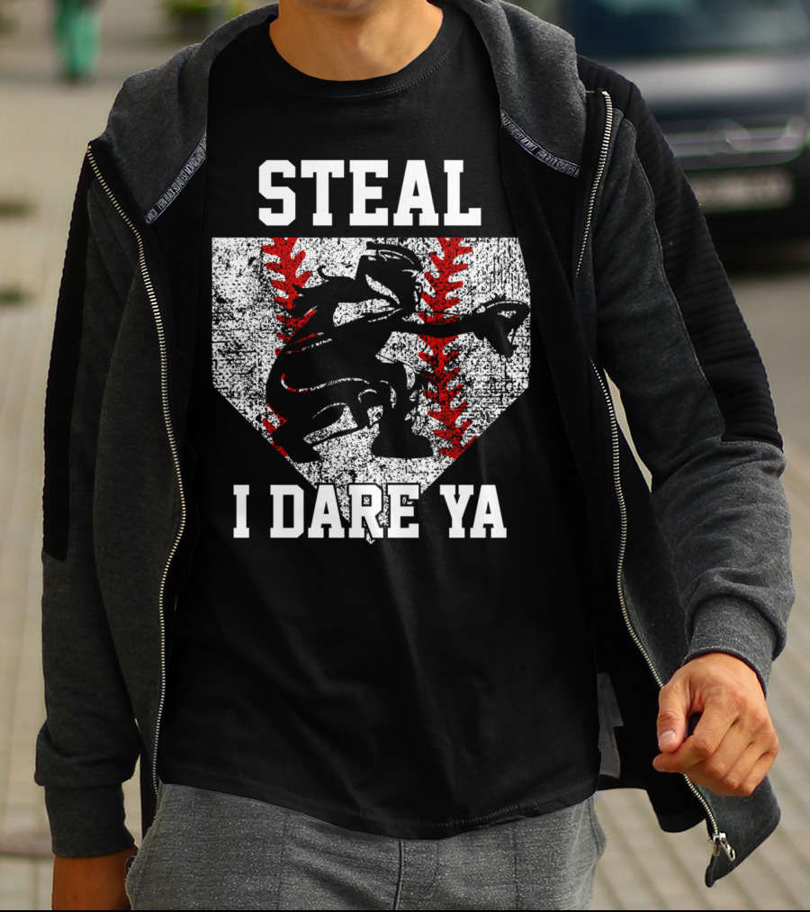 Steal I Dare Ya Girls Softball Catcher T-Shirt