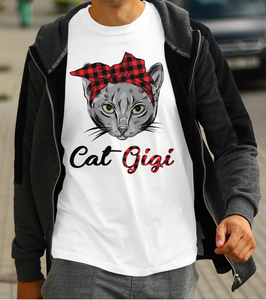 Cat Gigi Buffalo Plaid Grandma Pet T-Shirt