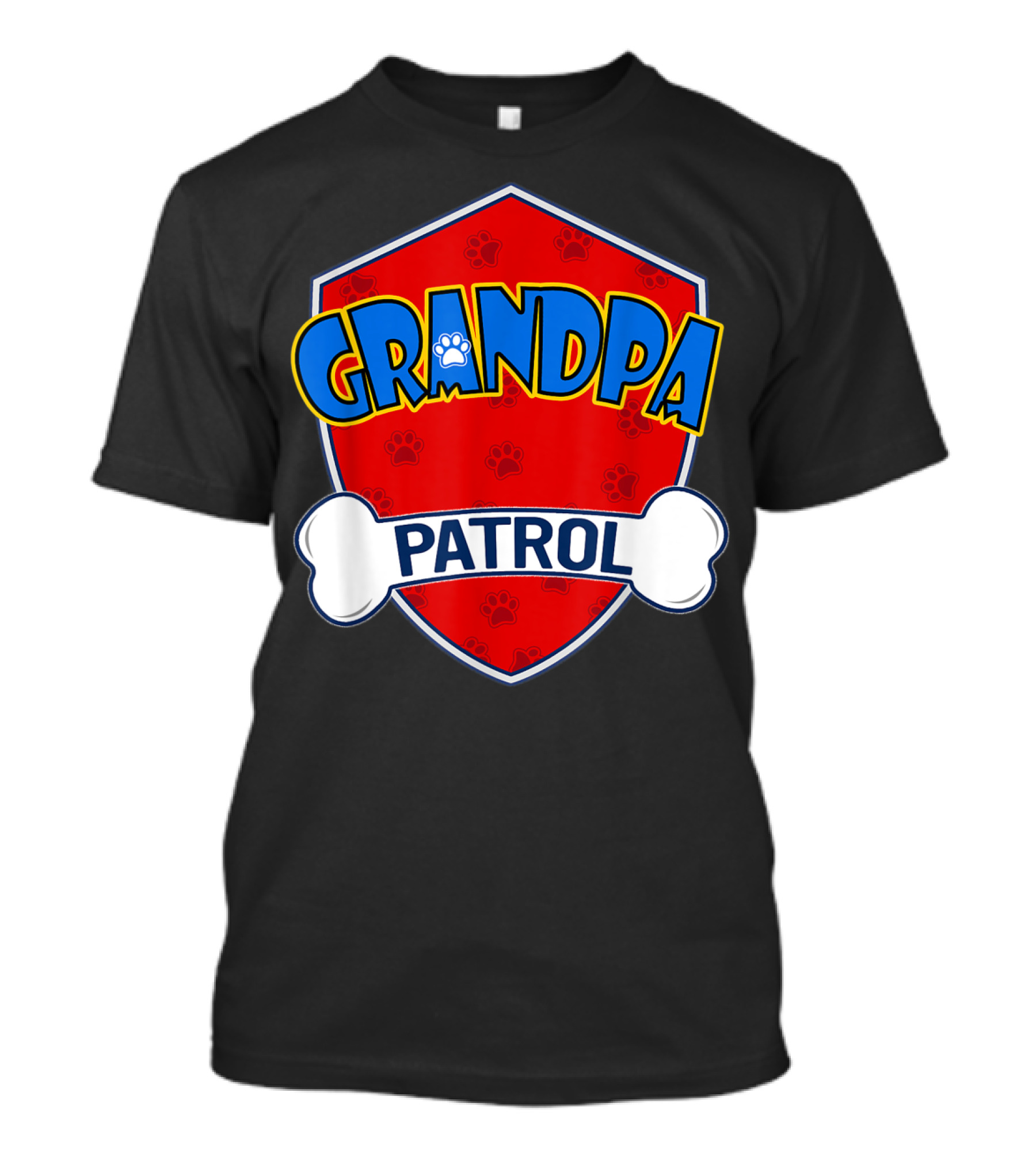 Grandpa Patrol Shield With Pawprint Bone T-Shirt