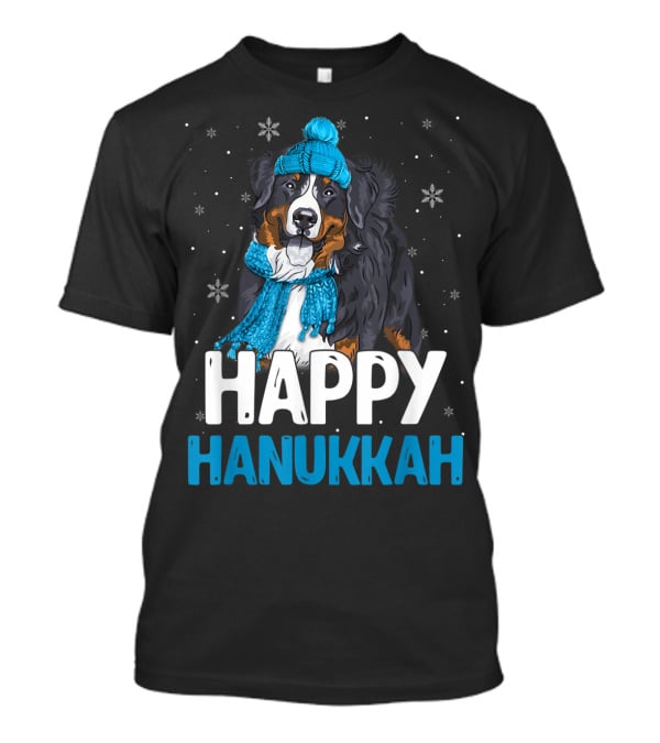 Happy Hanukkah Bernese Mountain Dog Winter Scarf And Hat T-Shirt