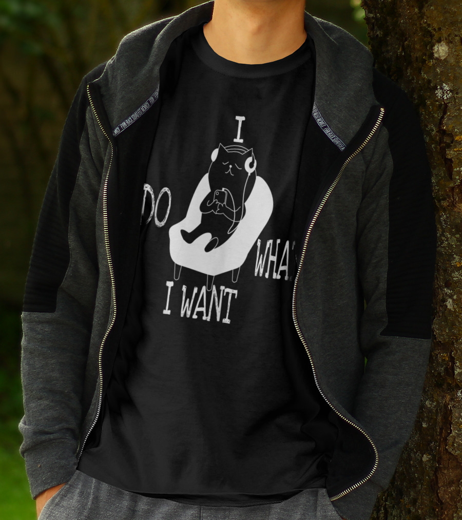 I Do What I Want Cat Listening To Music T-Shirt