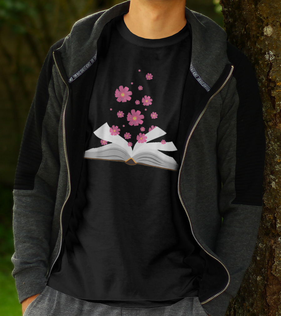 I Love The Aroma Of The Paper Reading With Blossoming Open Book And Floating Flowers T-Shirt