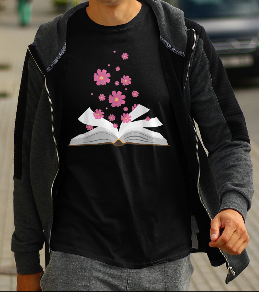 I Love The Aroma Of The Paper Reading With Blossoming Open Book And Floating Flowers T-Shirt